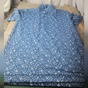 Men's Short Sleeve Disco Geo Print Blue Polo - Walter Hagen - S